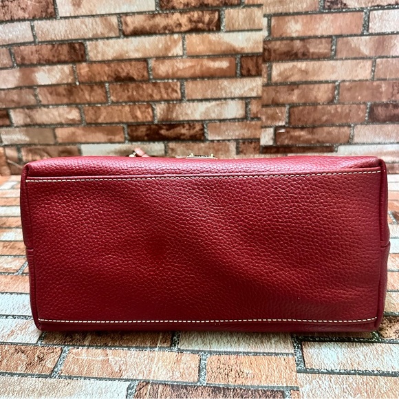 Dooney & Bourke Red and Brown Shoulder Bag with Structured Shape and Tassel - Picture 6 of 14